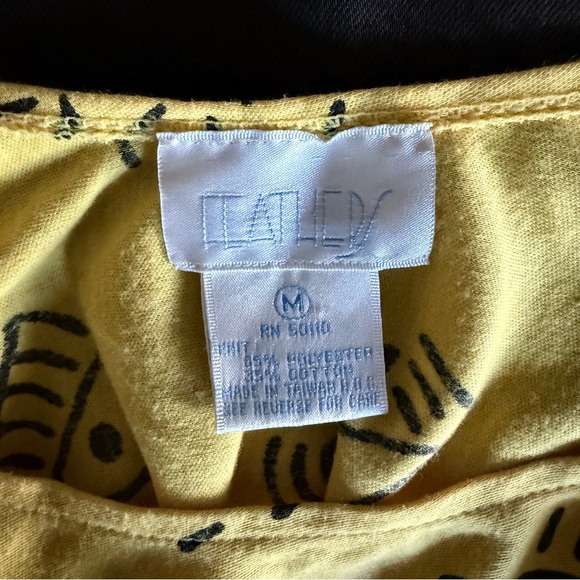 Vintage 80s/90s Yellow Graphic Women's Cropped Top Scoop Back - Picture 4 of 4